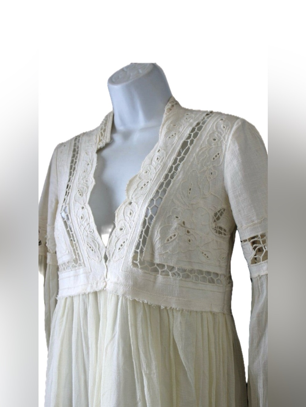 Free People "In Dreamland" Cutwork Mini Dress in Ivory/Cream - Picture 8 of 10
